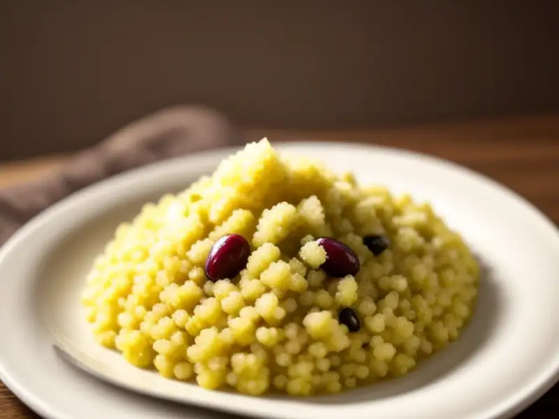 Couscous with onion, grapes, and cinnamon