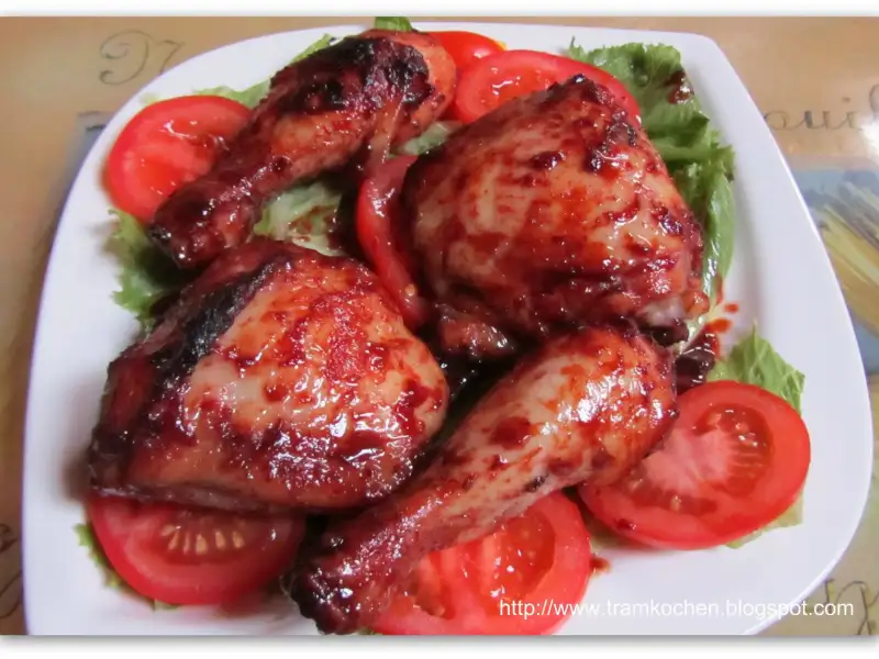Coxas de frango assadas com molho hoisin