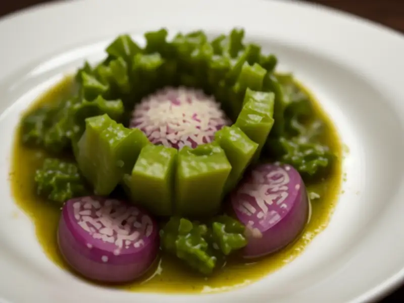Creme de tupinambo e couve kale com parmesão