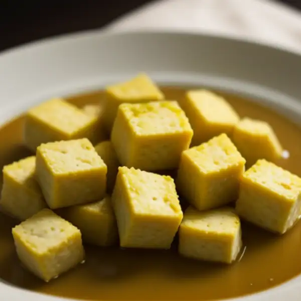 Crutones de tofu con ajo y aceite de oliva