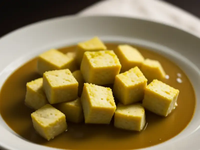 Croutons de tofu com alho e azeite