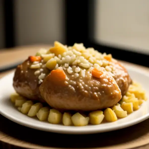 Cuisses de poulet au four sur lit de riz