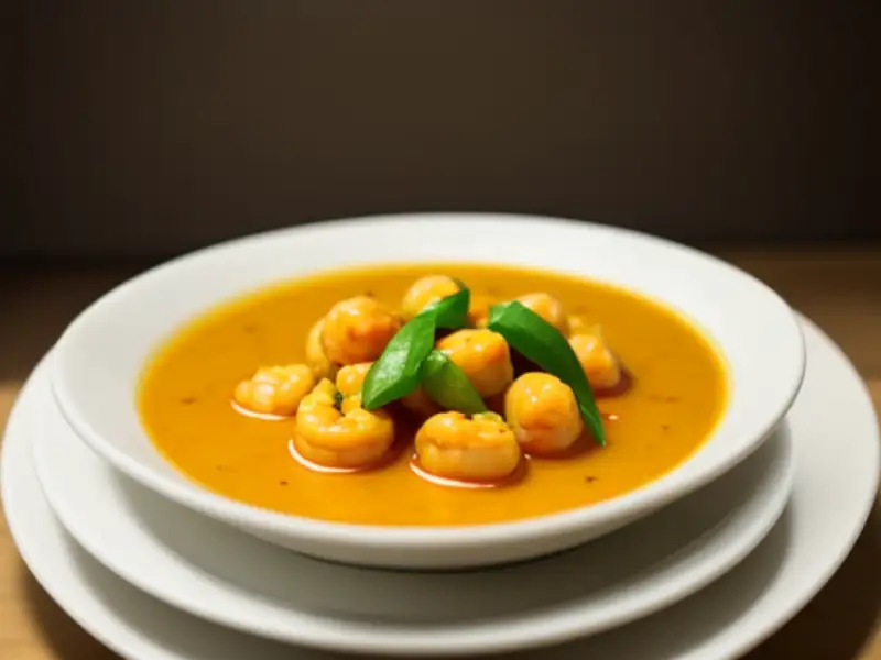 Curry de sementes de jaca com camarão