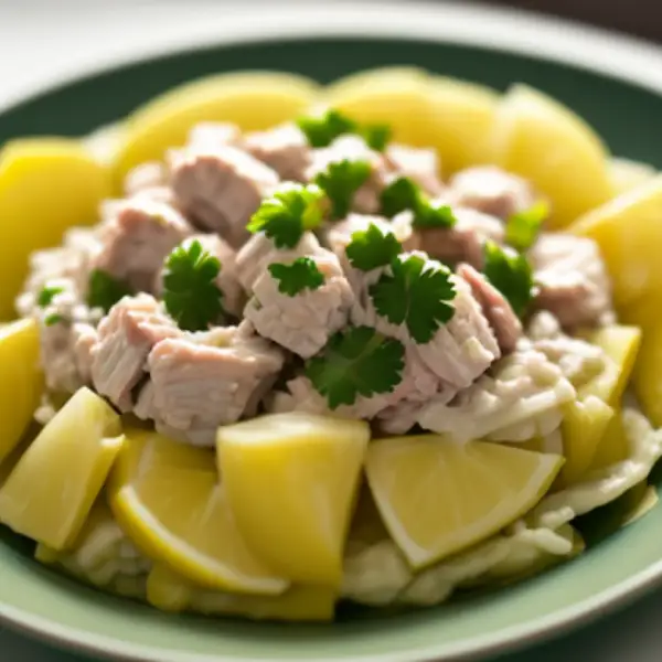 Ensalada de caballa enlatada con cebolla