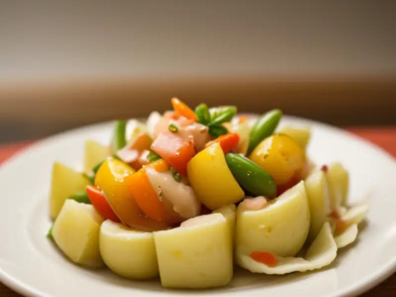 Ensalada de manzana de tierra con jamón ahumado