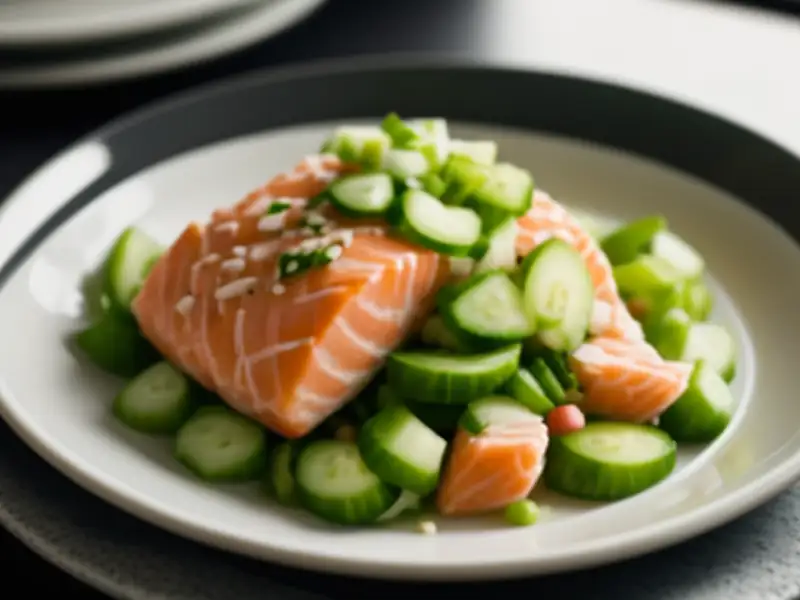 Ensalada de trozos de salmón