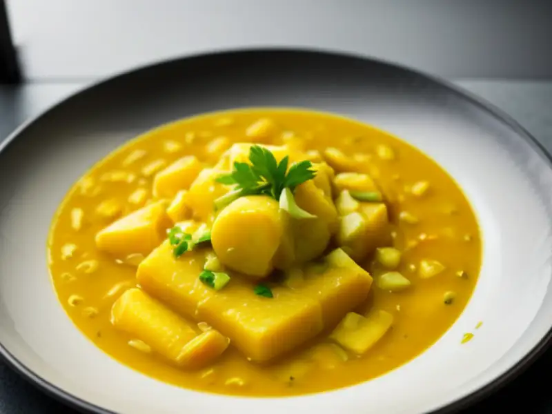 Ensopado de peixe ao curry com batata e alho-poró