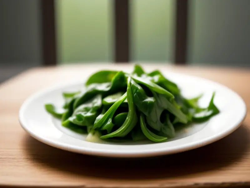 大蒜和洋葱炒菠菜