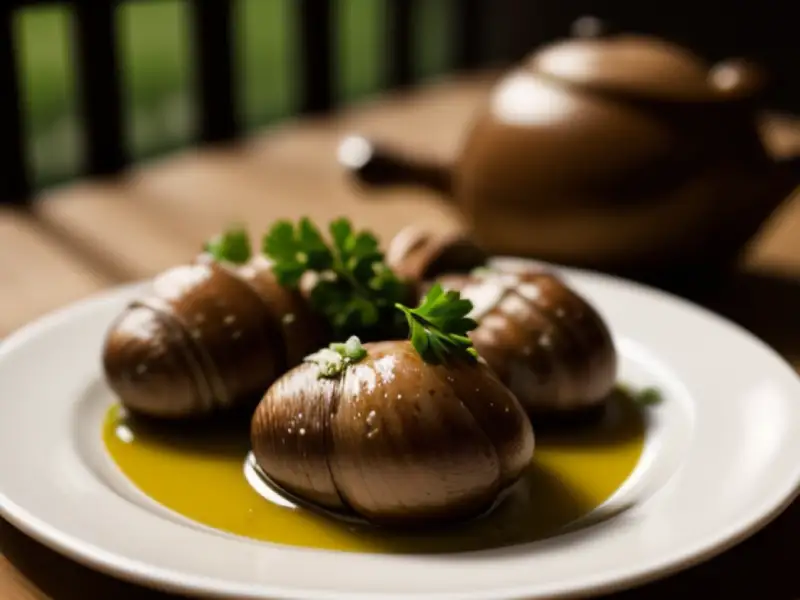 Escargots grelhados com alho e salsinha