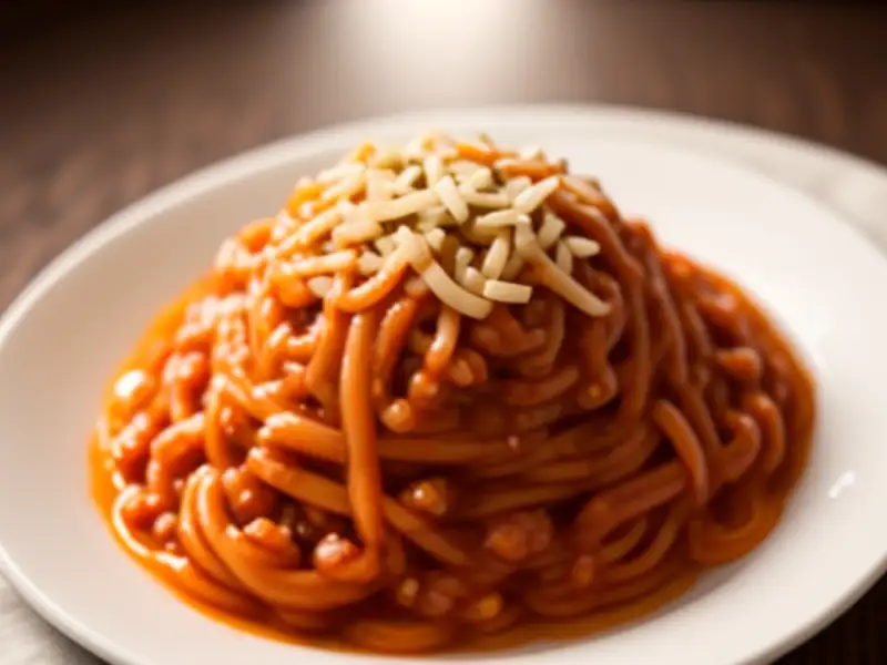 Espaguete ao molho chili com carne moída
