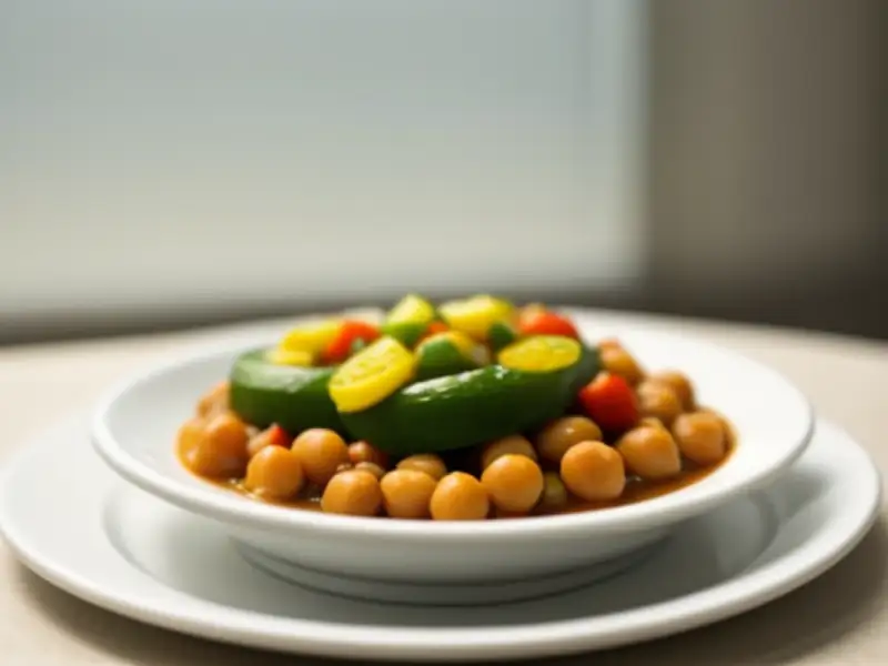 Estofado de garbanzos con verduras y arroz