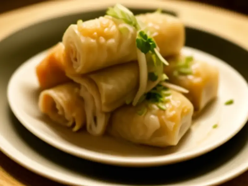 猪肉、粉丝和蘑菇的“玩笑式”菜
