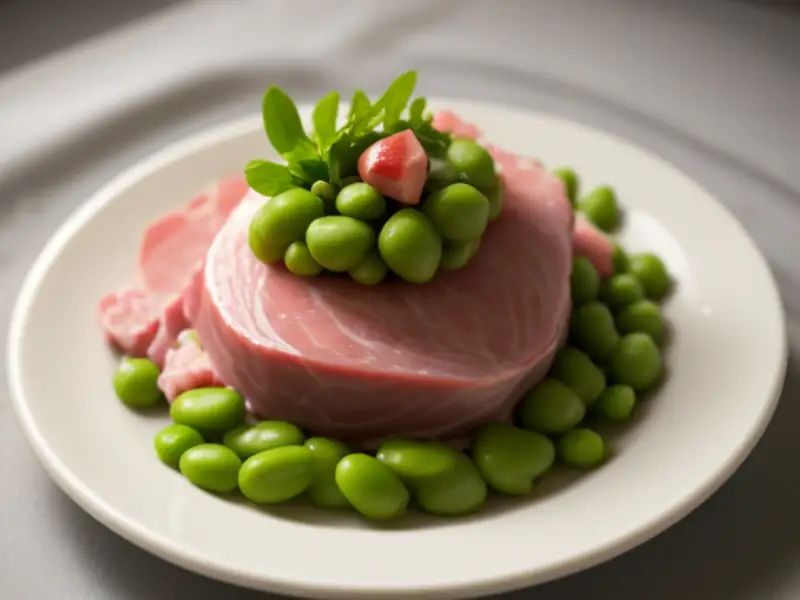 Fave stufate con prosciutto e menta