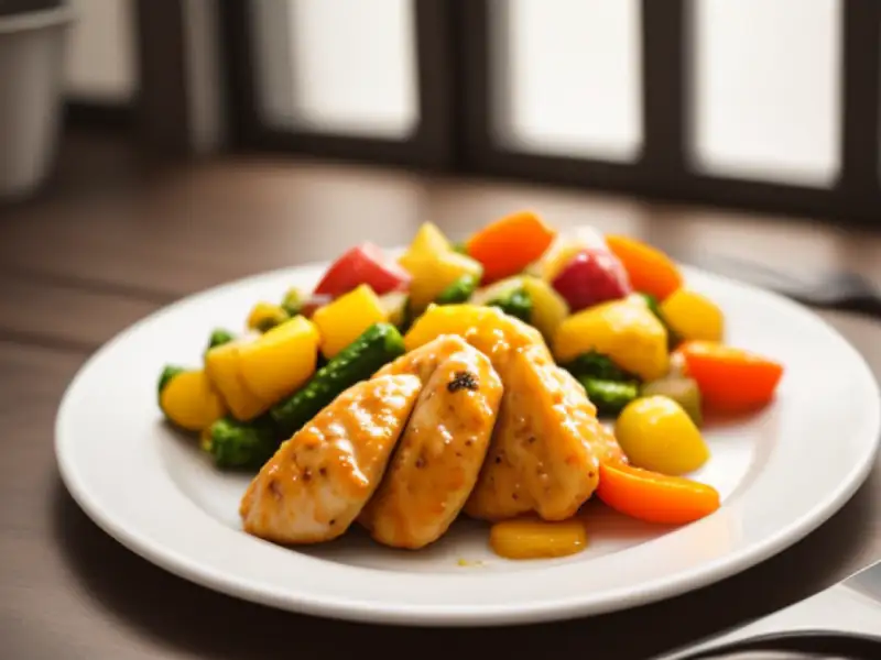 Filet de poulet poêlé avec des légumes