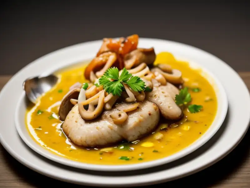 Fisch mit Meerespilzen