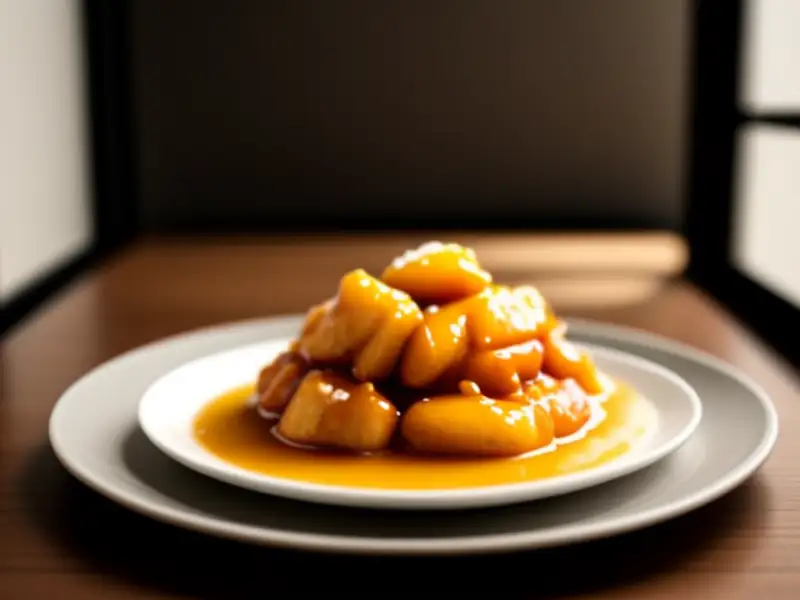 Frango agridoce com pêssegos