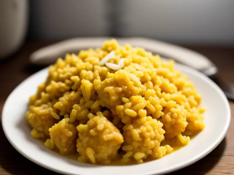 Frango seco ao curry com arroz basmati