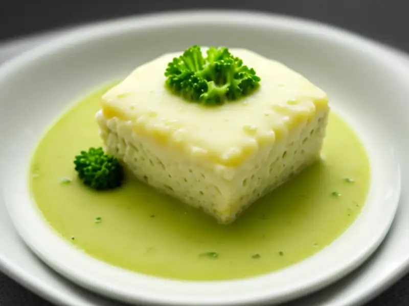 Gratinado de frango e brócolis com creme de salsão