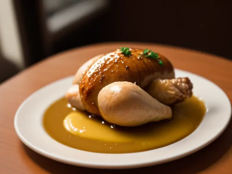 Frango com ervilhas ao vinho branco