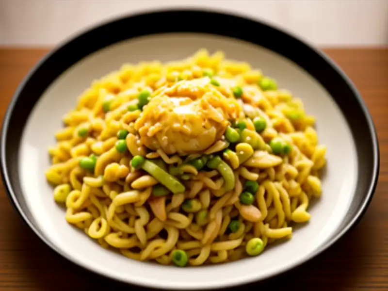 Chicken and vegetable stir-fried noodles (Bami Goreng)