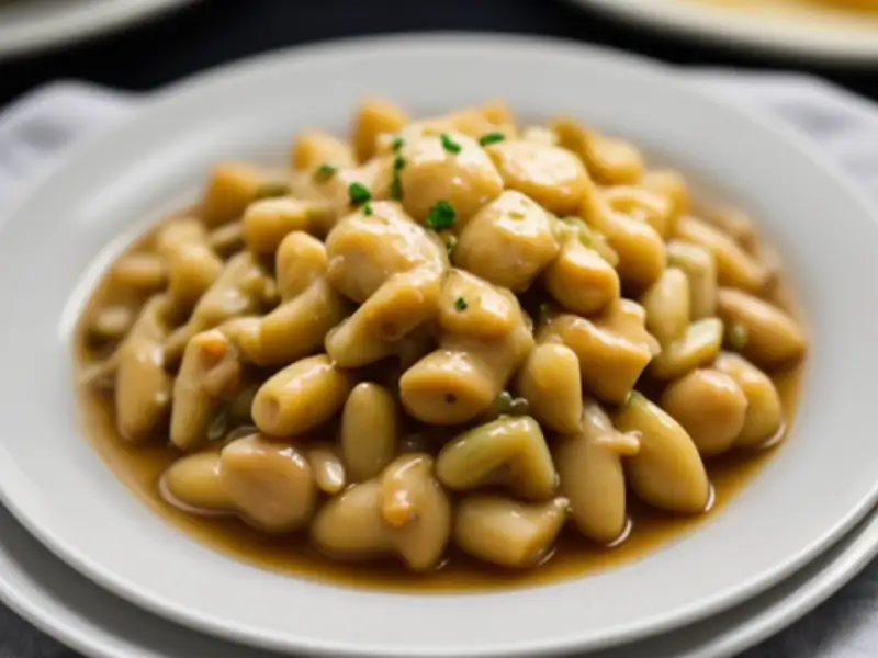 Klasyczna fricassee z kurczaka z grzybami