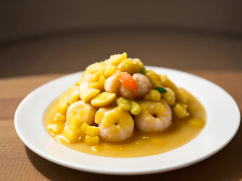 Gamberi con frutta