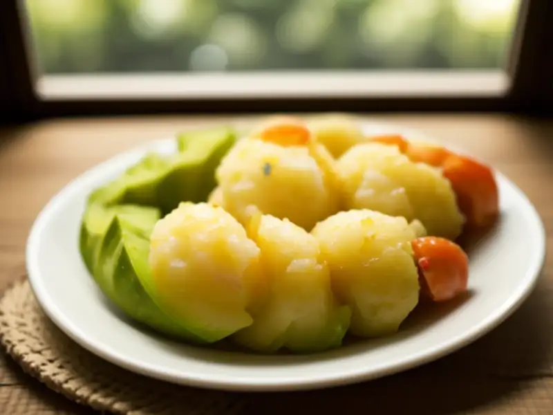 Garnalen met spaanse bonen en Bengaalse courgette