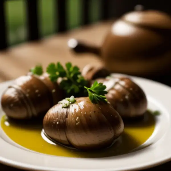 Gegrillte Schnecken mit Knoblauch und Petersilie