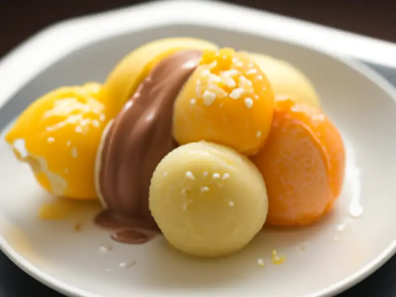 Gelato con tre gusti al mandarino