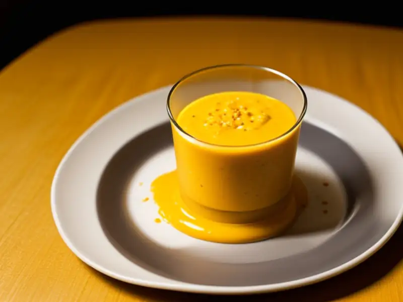 Frullato con mango maturo, yogurt e cocco grattugiato