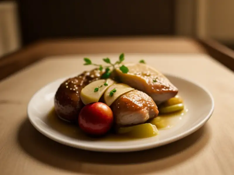 Gegrilde kip gevuld met appel