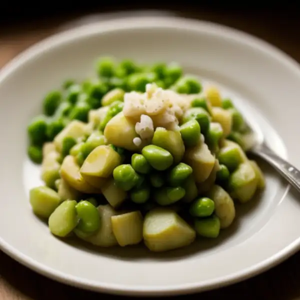 Gestoomde aardappel, ham en erwten