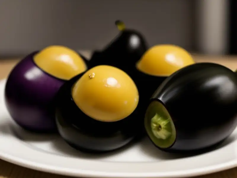 Aubergines gevuld met ui en tomaat
