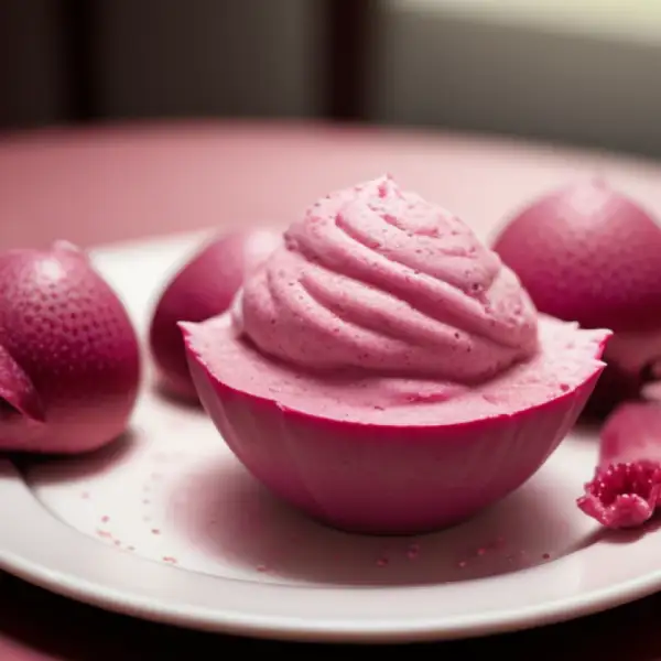 红色的百香果冰淇淋和酸奶冰淇淋