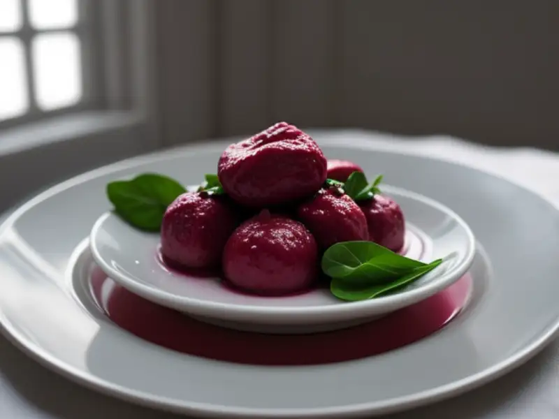 Gnocchi z buraków, pieczarek i szpinaku