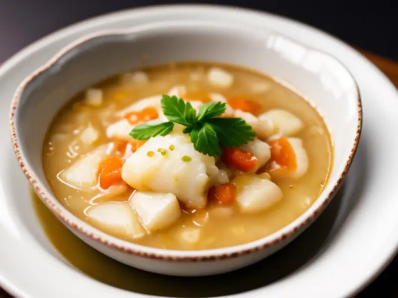 Guiñapos, a stew made with fresh fish dough