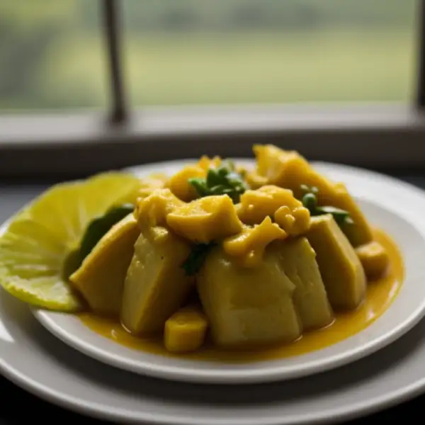 Gulai padeh com folhas de mandioca