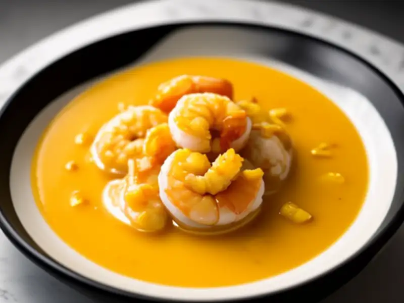 Gulai taboh: camarão, milho e leite de coco