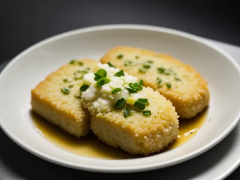 Bacalao rebozado y patatas fritas con ajo