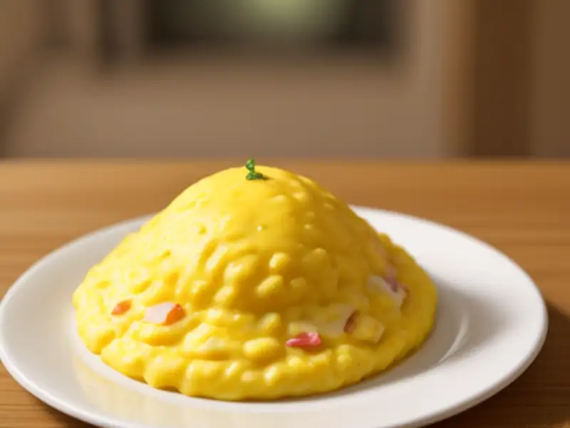 Huevos de avestruz revueltos con queso