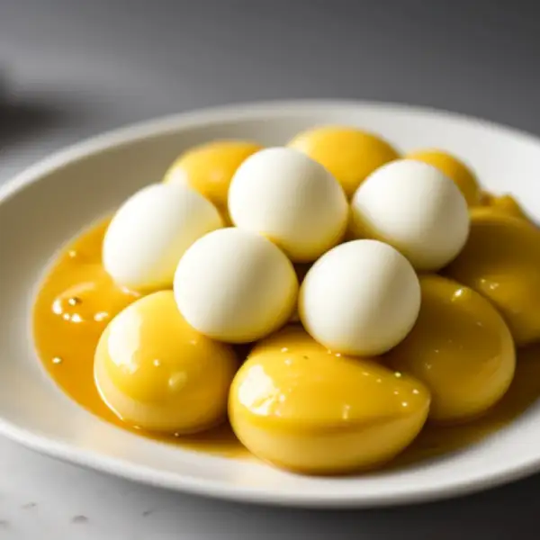 Huevos duros salteados en salsa de ostras