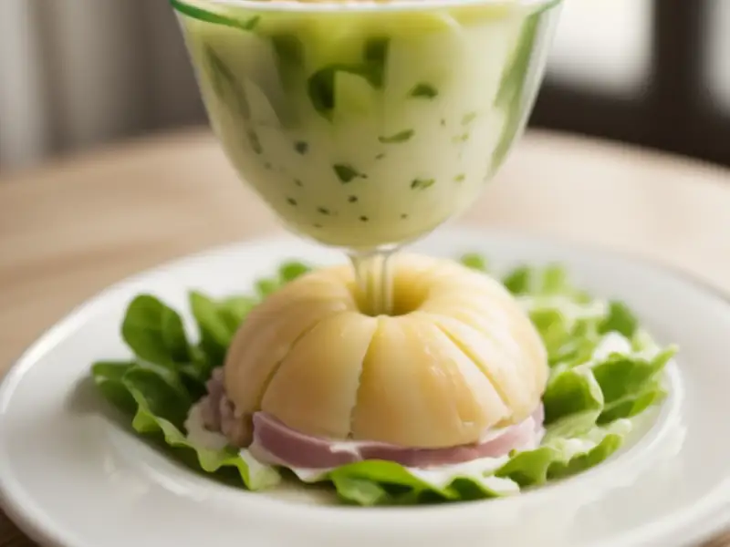 Insalata di lattuga brasata con salsa di prosciutto