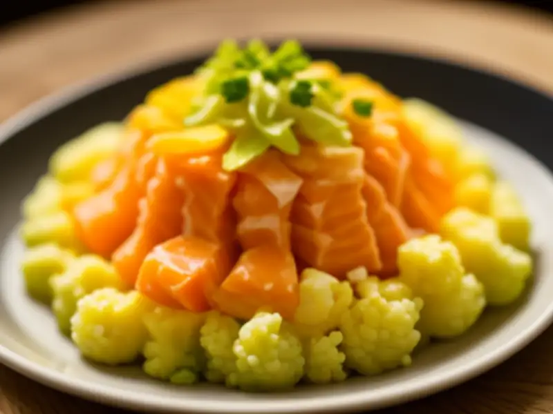 Insalata di cavolfiore e salmone affumicato