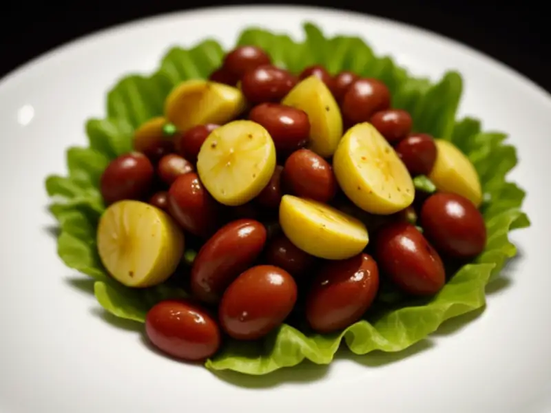 Insalata di fagioli pinto, patate e barbabietole