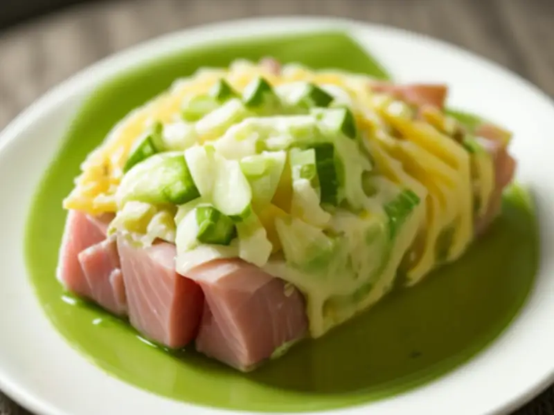 Insalata di prosciutto e cetrioli con maionese
