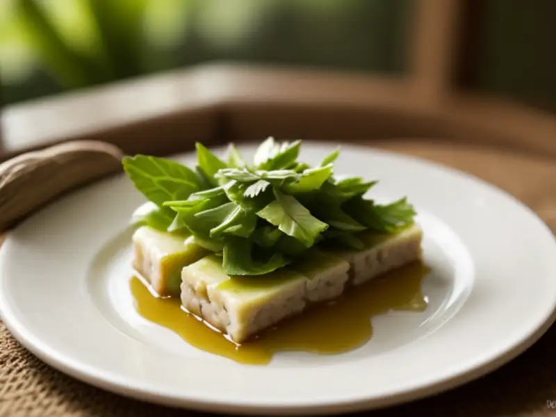 Jardinería, terrina filipina hecha con hojas de plátano.