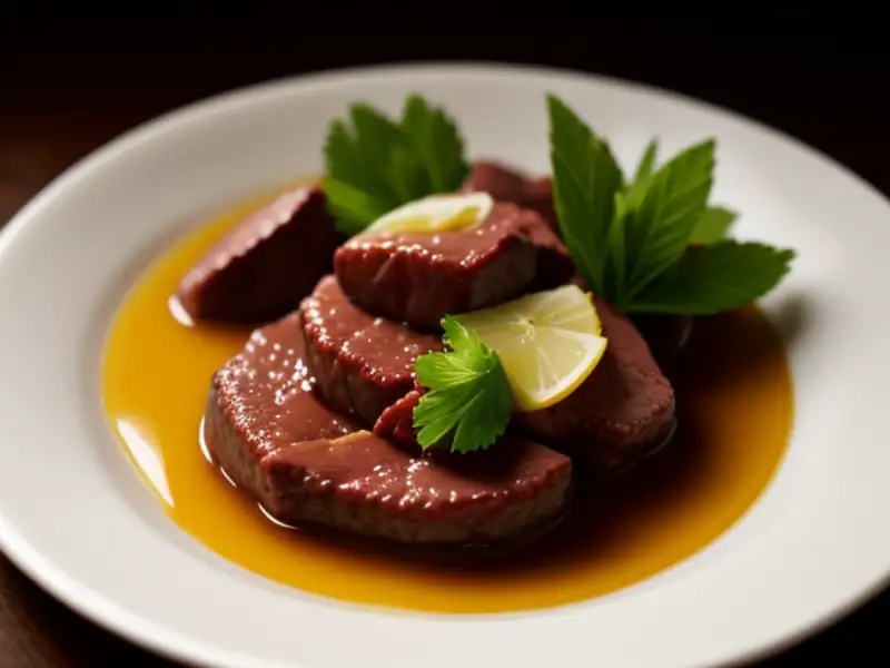 Kalte Rinderleber mit Kokosmilch