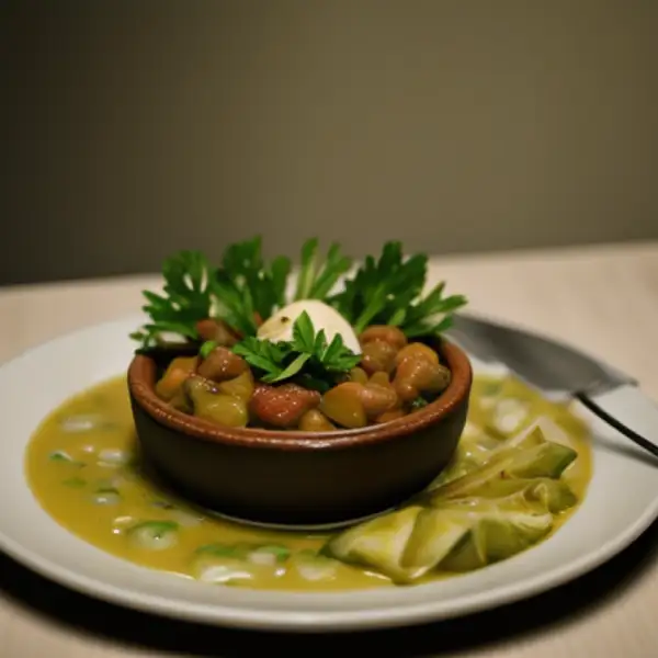 Kängur-Khoresch mit Auberginen und Kräutern