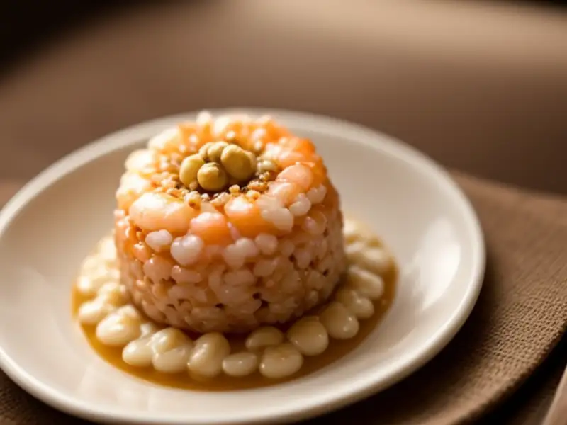 Khao tang na tang, biscoitos de arroz crocantes com molho de coco e porco