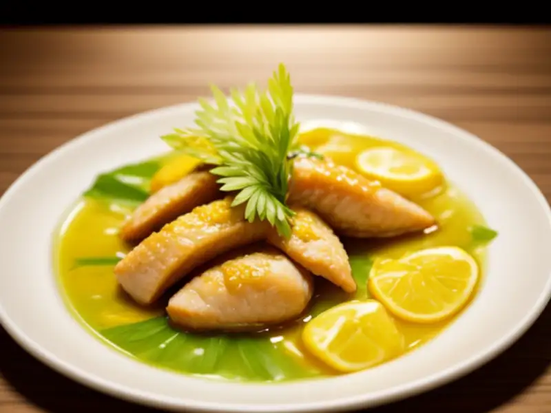 Khô gà lá chanh, frango seco com folhas de combava